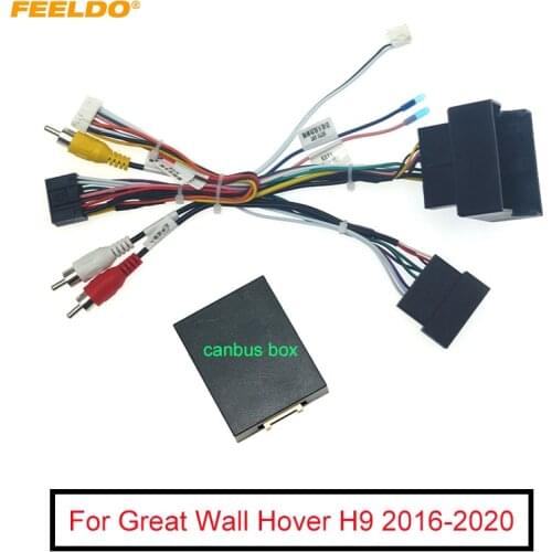 FEELDO Car 16pin Audio Wiring Harness With Canbus Box For Great Wall Hover H9 DVD Player Installation Wire Adapter