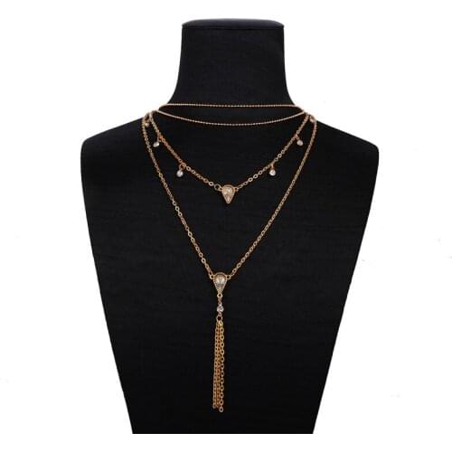 AY Bohemian Multilayer Bead Pandent Necklace Set For Women Water Drop Crystal Necklaces Jewelry Gift Dropshipping Festival Gifts