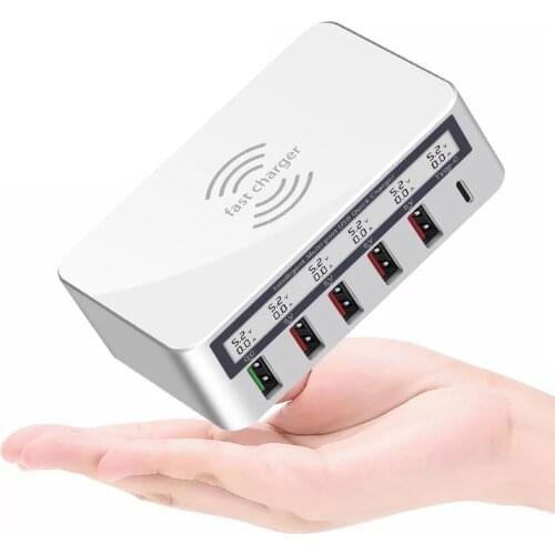 AIXXCO USB Qi Wireless Charger For iPhone 8 X XS MAX LED Display 10W Quick Charge 3.0 Fast Wirless Charging For Samsung s9