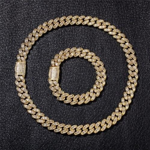 Bling Iced Out Cuban Link Chain Hip Hop Micro Pave AAA Square Zirconia Chokers Necklaces for Men Fashion Rapper Jewelry