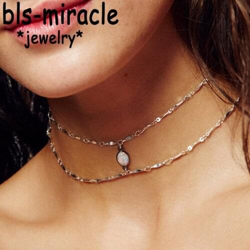Bls-miracle New Fashion Crystal Accessories Bohemia Choker Necklaces Mix Color Double layer Necklace Statement Gifts N389