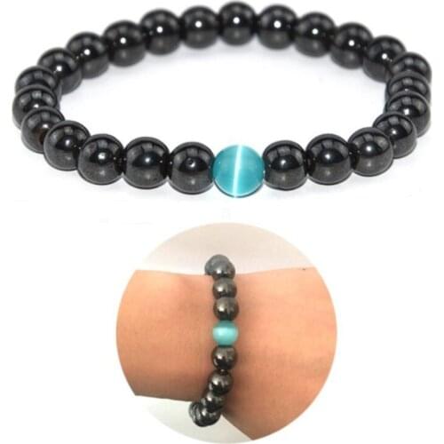 Mens Bracelet Natural Hematite a Cat 'S-eye Bracelet DIY Hand Woven Jewellery Hand String 2021 Men and Women Ornaments Gift