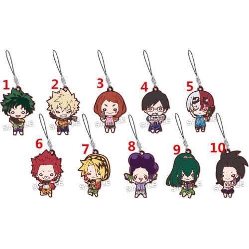 T1431 Anime Boku no Hero Academia rubber Keychain Key Ring Straps Rare cosplay