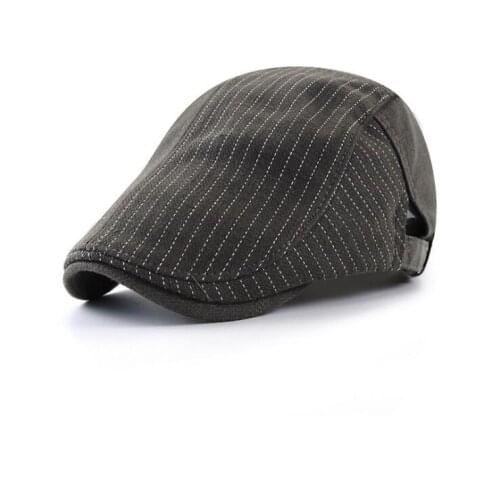 Brand JAMONT Adjustable Striped peaked cap British style stitching casual wild beret hat