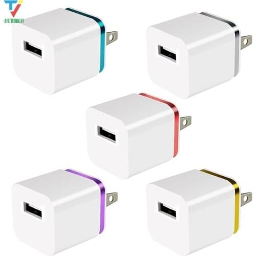 100pcs/lot Colorful 1A US Plug AC Power Adapter Home Trave Wall single port USB Charger for iPhone 8 7 for Samsung HTC wholesale