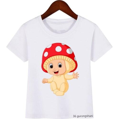 Children Clothing Boy/girl T-shirt kawaii Funny Mushroom Cartoon Print Kids T Shirt Summer Fashion New Shirt Kids Clothes