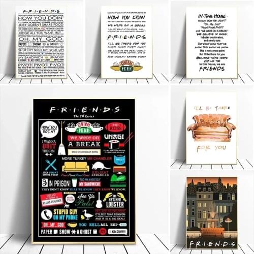 Friends TV Show Poster Quotes Canvas Art Print Painting Central Perk Poster Friends Design Wall Pictures for Living Room Decor