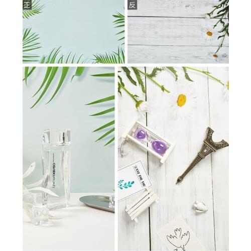 Green Leaf Flower White Wood Two Sides Photo Background Suitable For Birthday Party, Wedding, Studio And Other Daily Shooting