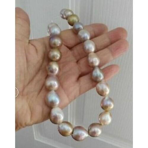 Elegant 12-14mm luster baroque lavender pearl necklace 18" 36"