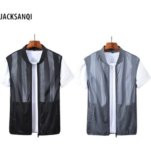 JACKSANQI Men Outdoor Light Weight Breathable Vest Fishing Climbing Trekking Sport Sleeveless Hiking Camping Stripes Vests RA489