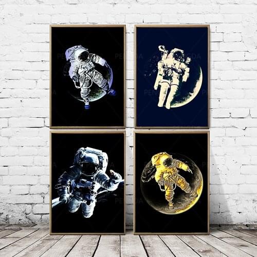 Universe Space Astronaut Moon Canvas Paintings Wall Art HD Print Poster Home Decor Modular Pictures For Bedroom No Framework