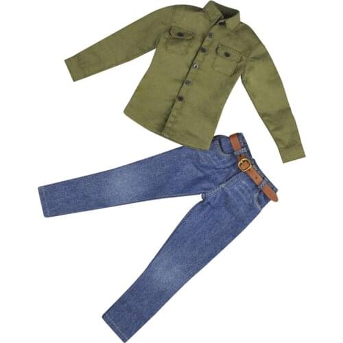 1/6 Scale Handmade Green Shirt And Denim Pants Set for 12 Inch