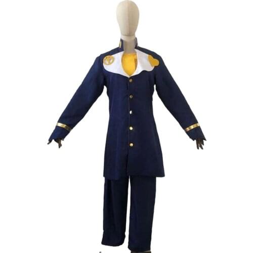 2021 JoJos Bizarre Adventure Josuke Higashikata Cosplay Costume Blue Suit Uniform Party Carnival Halloween Costume for Adult