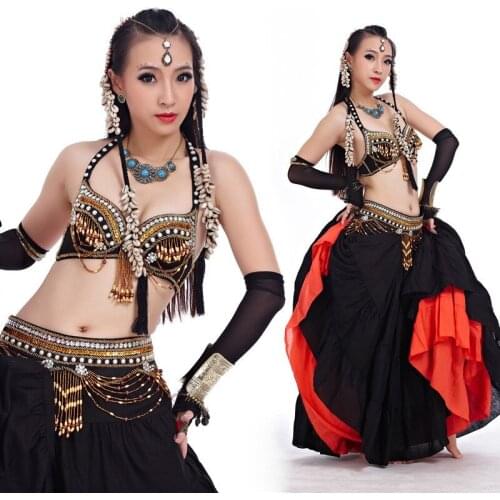 Belly Dance Costume 2pcs Bra&Belt indian Dancing women dancer clothes Set bellydance clothes wear 3 color for selection 858