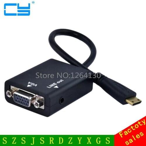 Mini HDMI to VGA + Audio Output HD Conversion Cable Adapter Converter for Tablet Computer
