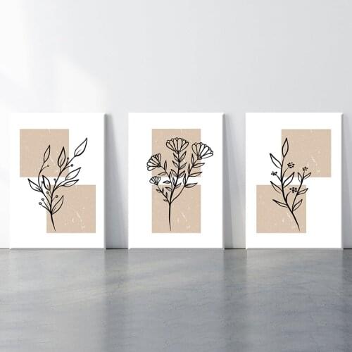 Minimalist Hand Draw Wall Art Print for Bedroom Decor Line Art Print Home Decorative Abstract Flowers Canvas Paintings Posters