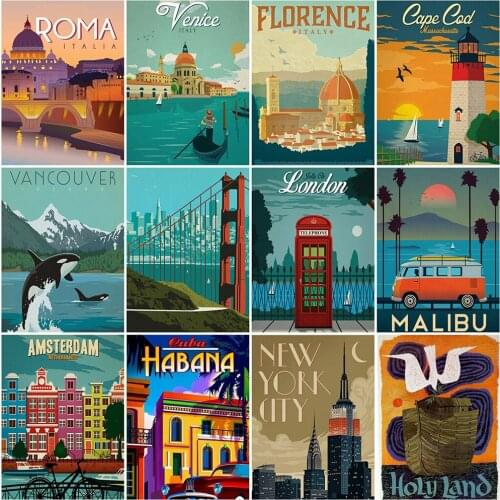 MomoArt Diamond Embroidery DIY Building Cross Stitch Kits Diamond Painting City Full Square Drill Mosaic Scenery Handicraft