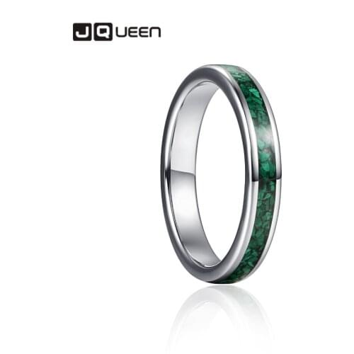 4mm Steel Color Inlaid Green Malachite Tungsten Carbide Ring Mens Fashion Wedding Jewelry Best Gift