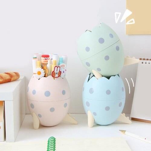 Cartoon Egg Shaped Desktop Organizer Cosmetic Storage Box Large Capacity Desk Pen Holder Pencil Makeup Storage Box