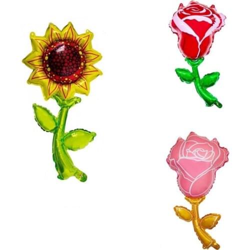 Wedding NEW Cartoon rose flower sun pink Balloons Baby Shower Girls Happy 1th Birthday Party Decoration Ball Toy