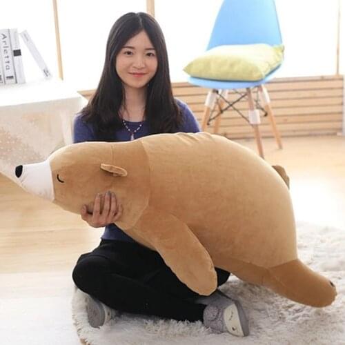 2018 New Super Soft Polar Bear Stuffed Plush Doll 27cm 50cm 75cm 110cm Babys Present 1pcs Cute Sleeping Toy Lying Posture Pillow