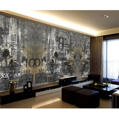 Retro nostalgic English coffee bar counter KTV wall paper pluxury creative artistic graffiti nostalgia large mural wall paper