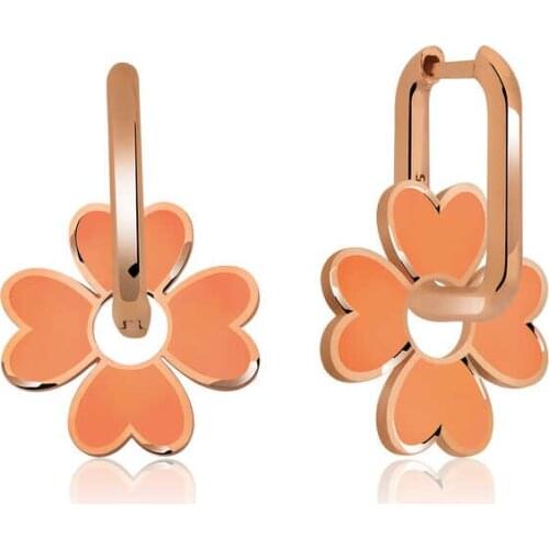 Silver Phosphorescent Orange Clover Earrings