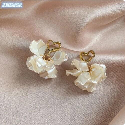 Super fairy new wave transparent petal earrings female personality cute earrings net red temperament simple elegant earrings