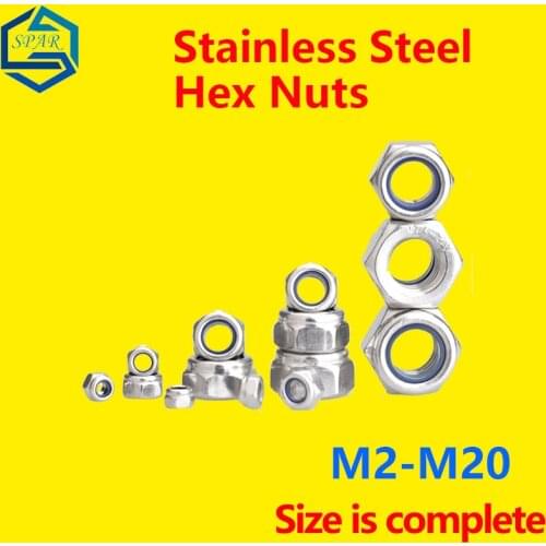 Hex Nuts American Locking Self-locking Nuts Non-slip Fine-tooth anti-tooth hexagon Screw Cap stainless Steel Hex Nuts DIN985