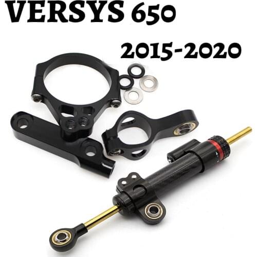 For Kawasaki VERSYS 650 2015 2016 2017 2018 2019 2020Fiber Carbon Steering Damper Stabilizer Safety Control Bracket Mounting Kit