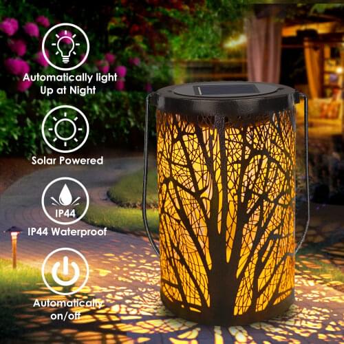 Retro Garden Solar Lamp Hollow Hanging Solar Powered Lantern Light Outdoors Lawn Landscape Lights Yard Decorative Lamp Lighting