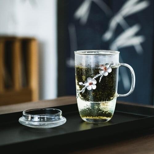 Thickened Hammer-printed Heat-resistant Glass Tea Separation Cup Office and Household Tea Set Personal Cup Filter