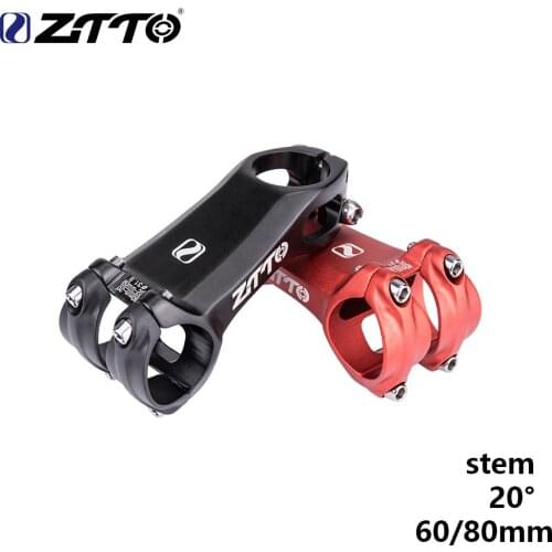 ZTTO Road bike 20 Degree Rise 28.6mm Stem Bicycle 60mm 80mm Stem XC Gravel Aerodynamics stem Negative Angle For 31.8mm Handlebar