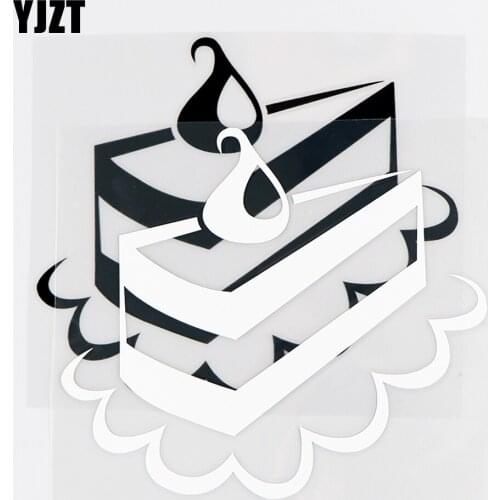 YJZT 13.9×12CM Sweet Breakfast Cake Pie Interesting Vinyl Decals Car Stickers Black / Silver 10A-0815