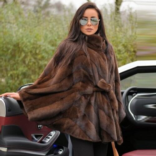 Fashion Real Mink Fur Coat Batwing Sleeve Plus Size Woman Casual High Street Medium Length Natural Full Pelt Mink Fur Jacket