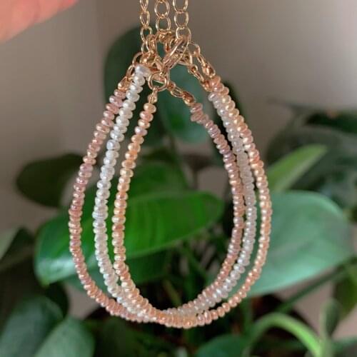 2-3mm Mini Button Baroque Pearl Strand Bracelet Elegant Natural Freshwater Pearl Beaded Bracelet Real Pearl Jewelry for Women