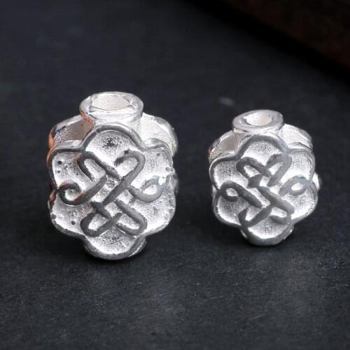 1Pc 925 Sterling Silver Spacers Chinese Knot Beads Charm Accessories For DIY Jewelry Bracelet Necklace Making Accessories 925164