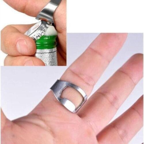 1PCS Thickened Stainless Steel Finger Thumb Ring Bottle Open OpenerBar Solid color BeerTool Gifts Simple and small Carryportable