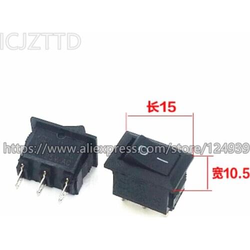 10pcs Rocker Switch 3Pins DIP 2 Positions on-off switch 6A 250V KA-08 7KA-0008 7KA-08 Copper pins boat rocker switch
