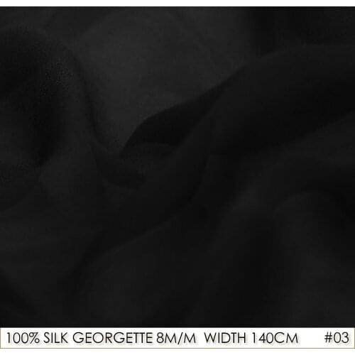 100% SILK GEORGETTE 140cm width 8momme Extra Wide Natural Silk Chiffon Fabrics Cloth for Sewing Summer Dresses Black
