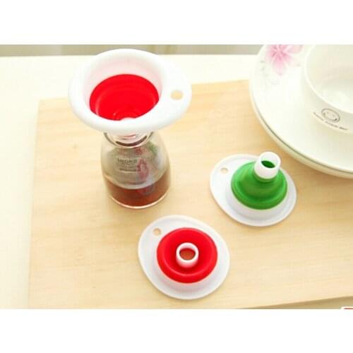 1000pcs/lot Kitchen Tool Silicone Collapsible Funnels Mini Folding Portable Funnel Novelty home Practical and safe