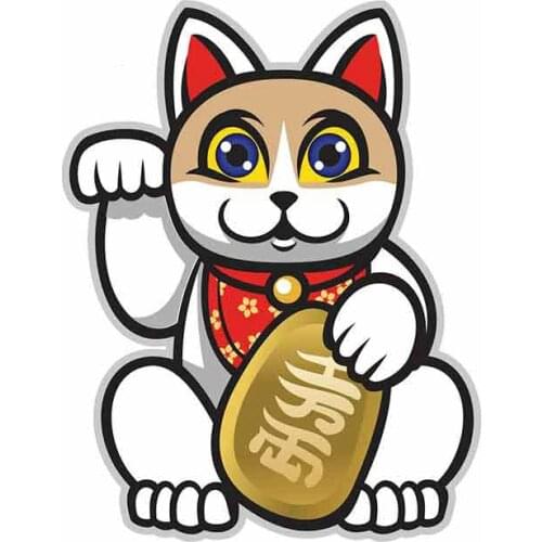 13cm x 9.8cm for Maneki Neko Japanese Lucky Cat Statue Funny Car Stickers Fashion 3D Fashion Scratch-proof Decals
