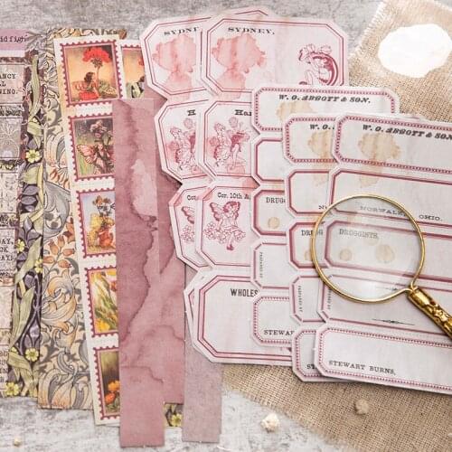 30pcs/retro stamp English short sentence newspaper label material sticker pack set DIY diary scrapbook stationery sticker set