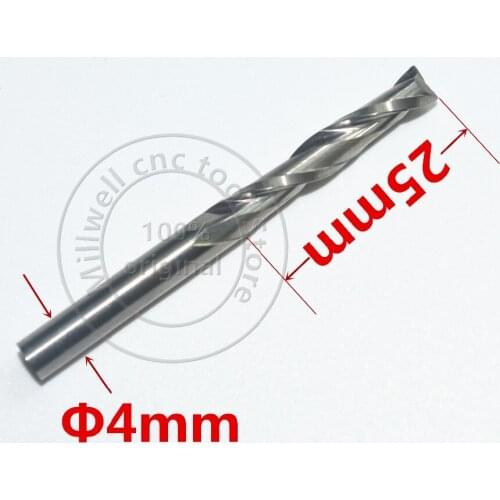 4mm*25mm-5PCS,CNC Solid carbide end mill,woodworking router bit,2 Flutes Spiral milling cutter,Wood tool,MDF,PVC,Acrylic,Wood