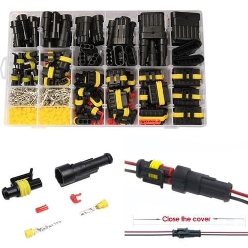 708pcs HID Waterproof Connectors 1/2/3/4 Pin 26 Sets Car Electrical Wire Connector Plug Truck Harness 300V 12A Set 352 Pack Kit