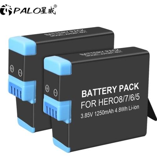 100% original1-8PCS 3.85V 1250 mAh Li-ion AHDBT-801 rechargable battery Pack Akku AHDBT-801 Hero 8 Black for Gopro Accessories