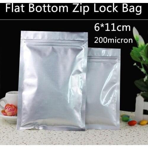 Free Shipping 500pcs/lot Small 6cm*11cm 200micron Aluminum Foil Zip Lock Packaging Bag Spice/Powder/Feeds/Snack Zip Bag