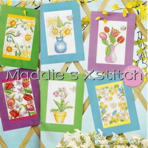 CD57 14ct Cross Stitch Kit Card Package Greeting Card Needlework Counted Cross-Stitching Kits Christmas Gift Flowers Cards