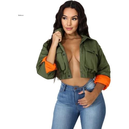 Women Streetwear Harajuku Coat and Jacket Winter Fall Pocket Bomber Short Jacket Female Black Cropped Jacket Ladies