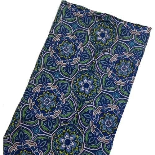 Graceful African Green Blue Abrstract Flowers Printed Cotton Fabric 50x105cm Floral Fabric Patchwork Cloth Dress Home Decoratio